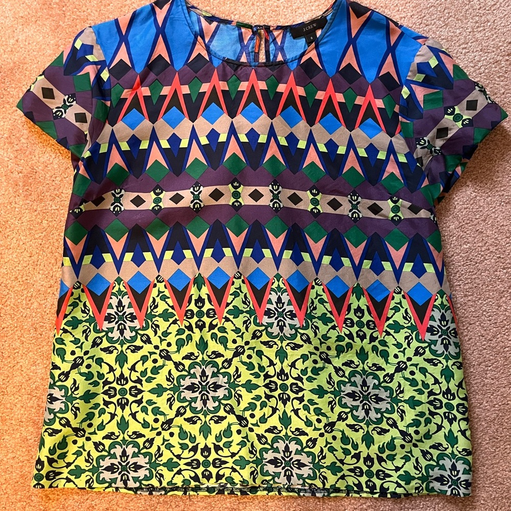 JCrew silk patterned top